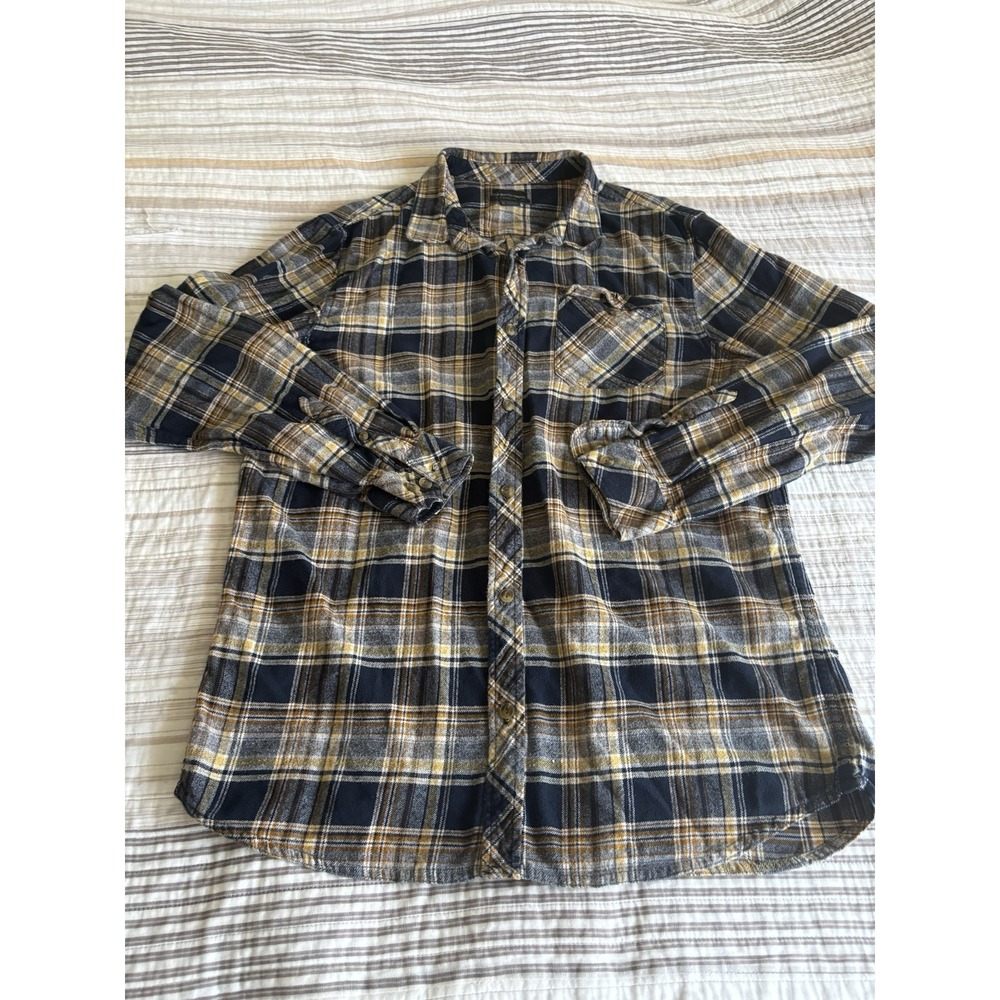 Men's XL Vintage O'Neill Yellow/Navy Long Sleeve Flannel Classic Fit RN#85773
